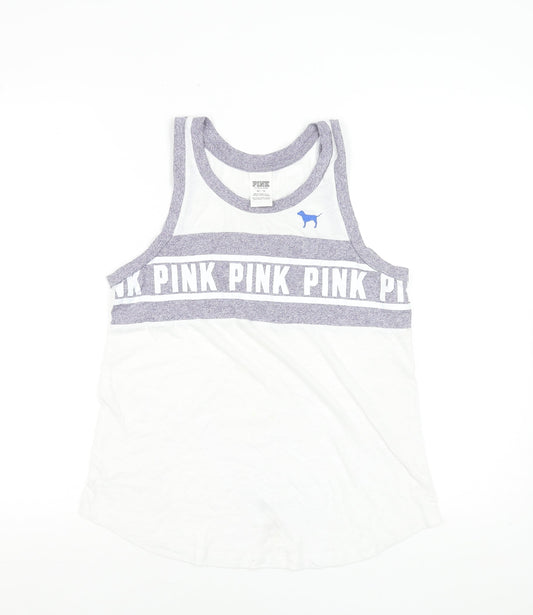 Victoria's Secret PINK Women's White Racerback Tank Top XS