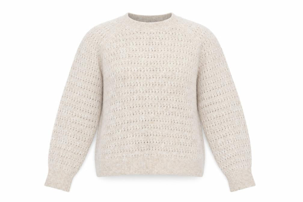 FatFace Women’s Beige Alpaca Blend Open-Knit Jumper Size 10