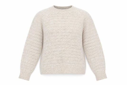 FatFace Women’s Beige Alpaca Blend Open-Knit Jumper Size 10