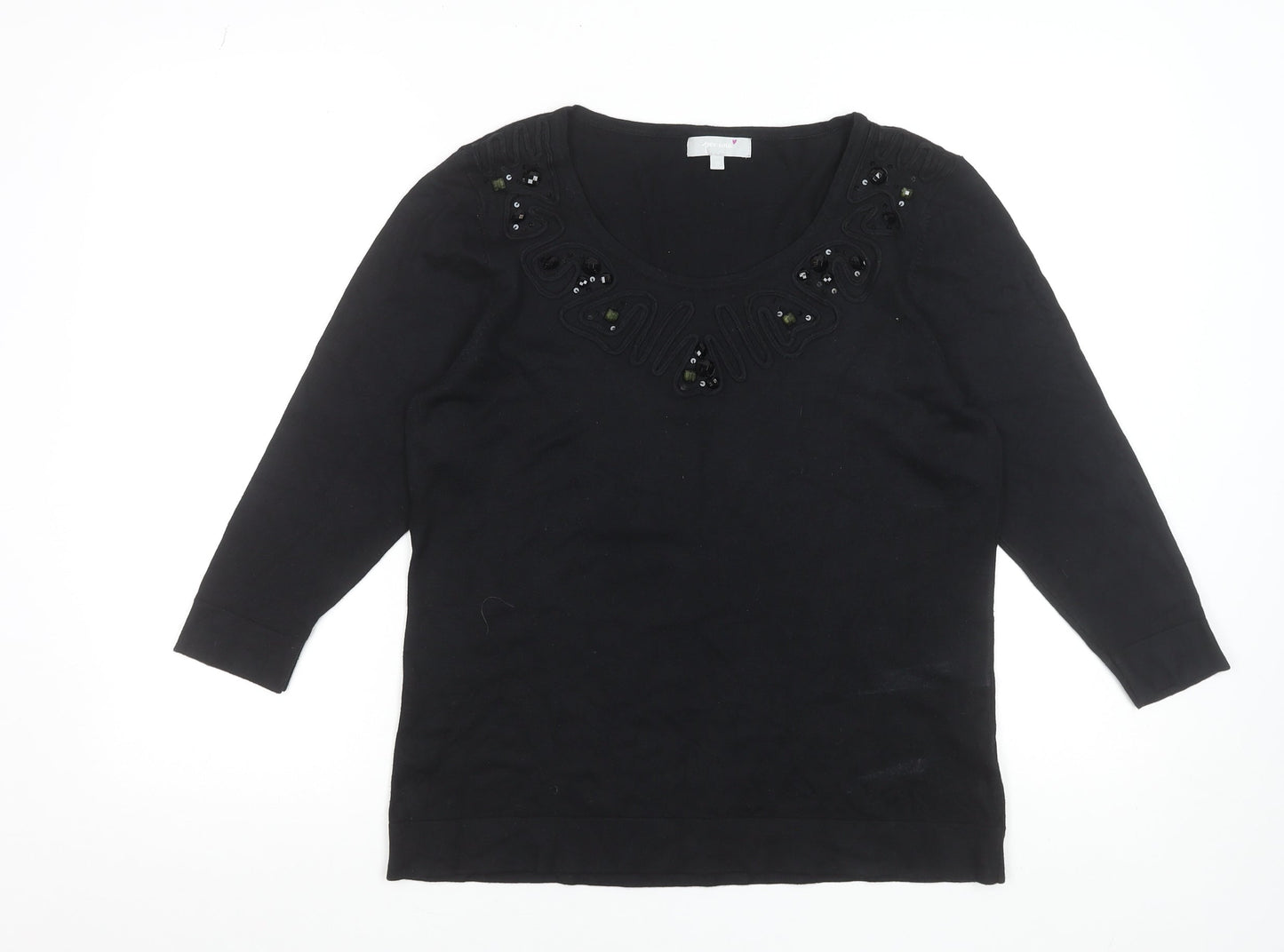 Marks & Spencer Per Una Women's Black Beaded Viscose Jumper Size 14