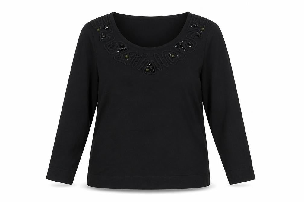 Marks & Spencer Per Una Women's Black Beaded Viscose Jumper Size 14