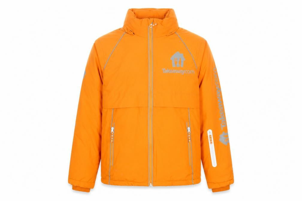 Takeaway.com Men's Orange XS Puffer Jacket Windproof Reflective Workwear
