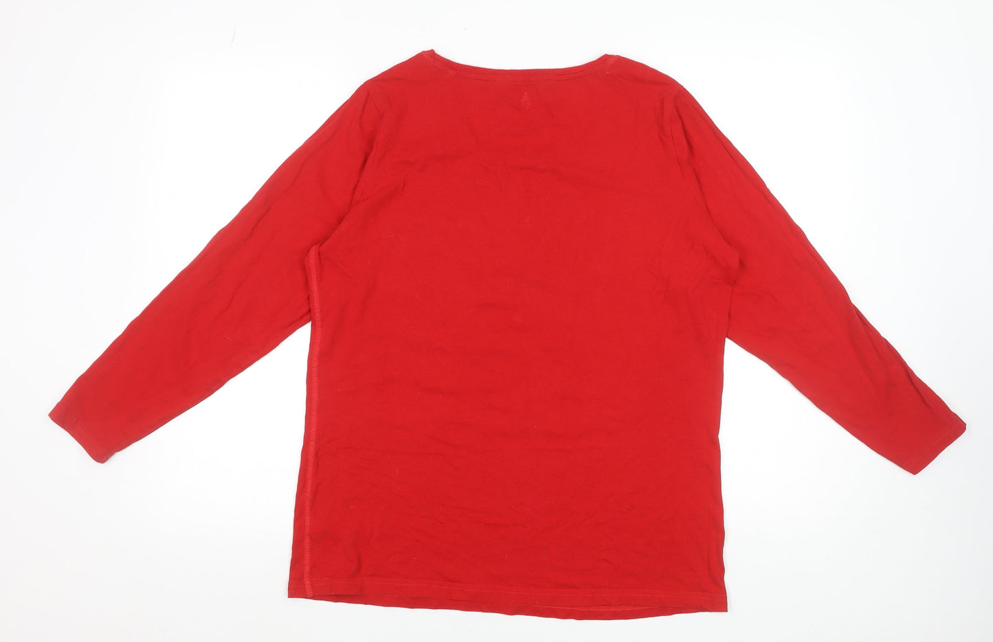 Next Women Red Long Sleeve Christmas Mama Elf Cotton T-Shirt Size L