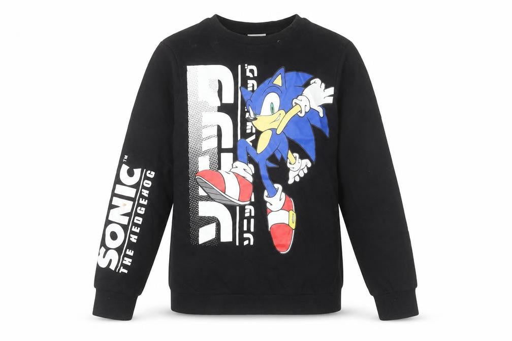 Sonic The Hedgehog Boys Black 10-11 Years Pullover Sweatshirt