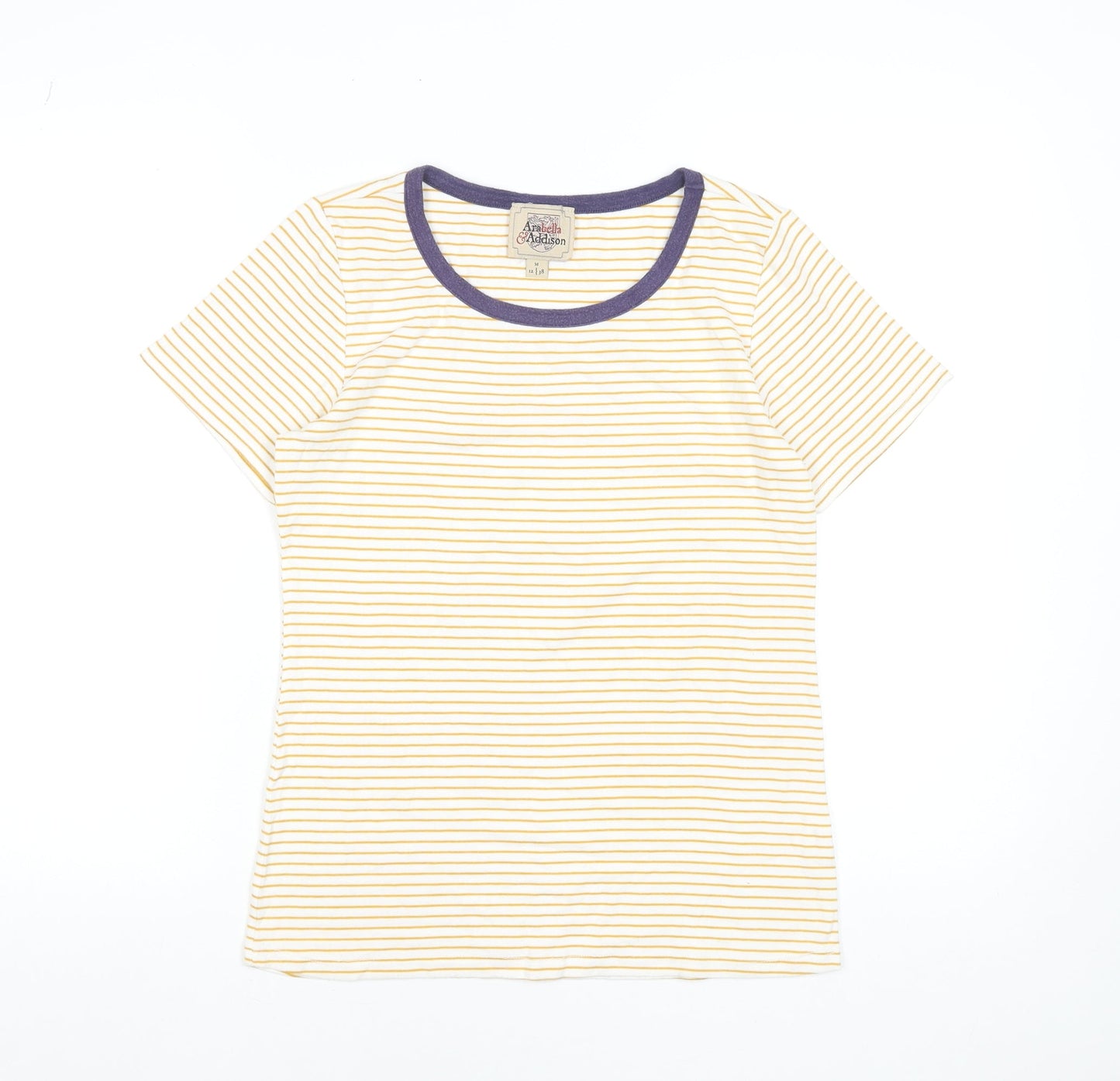 Arabella & Addison Women's Yellow Striped Ringer T-Shirt Size 12