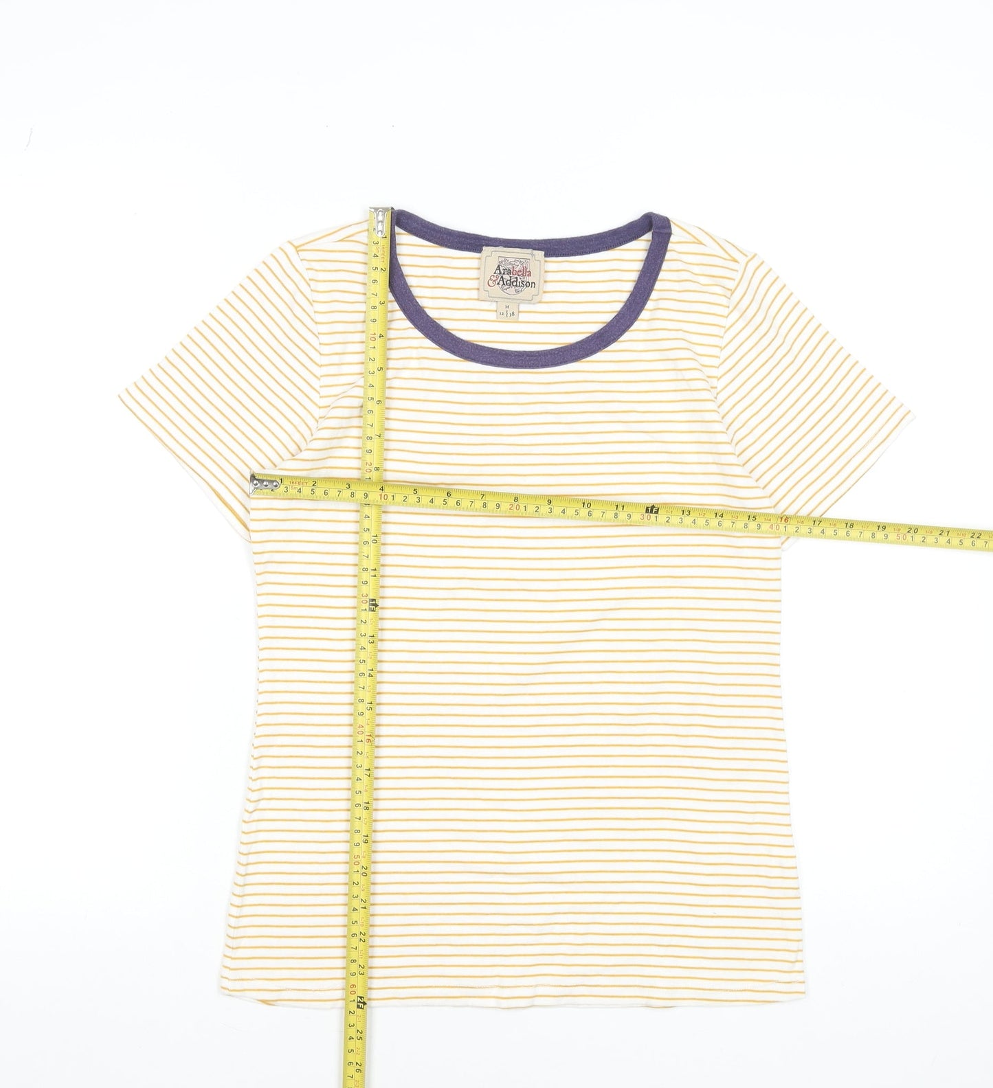 Arabella & Addison Women's Yellow Striped Ringer T-Shirt Size 12