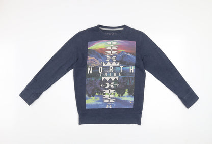 Additional front view of Sugar Rush boys’ blue graphic pullover sweatshirt 10-11 years regular fit