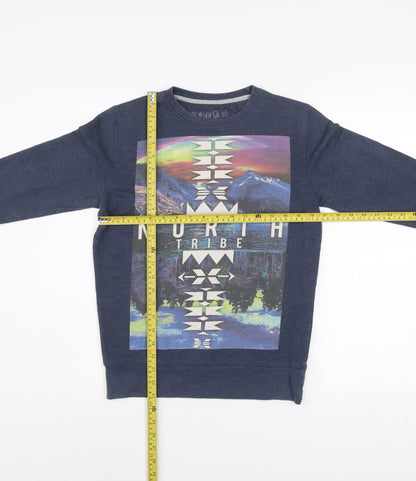Back view of Sugar Rush boys’ blue graphic pullover sweatshirt 10-11 years regular fit