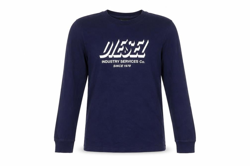 Diesel Boys Navy Blue Long Sleeve Crew Neck Graphic T-Shirt Size 10