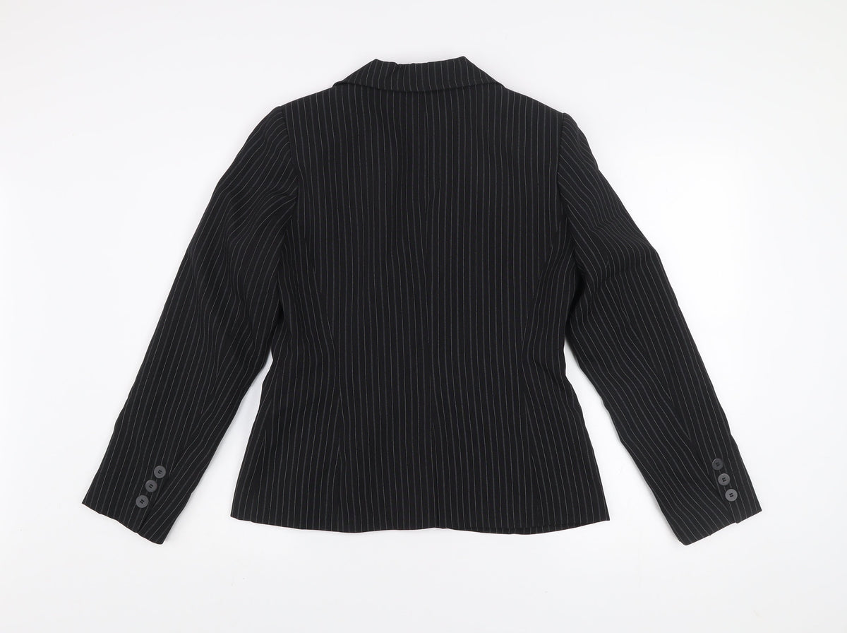 New Look Women's Black Pinstripe Single-Breasted Blazer Size 14