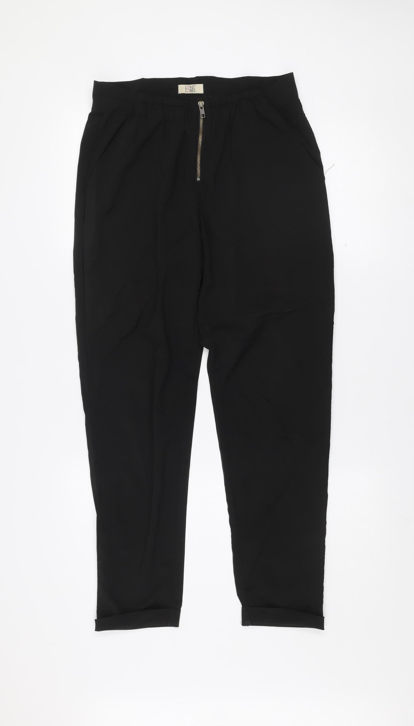 Love Label Women's Black Size 12 Tapered Zip Front Trousers