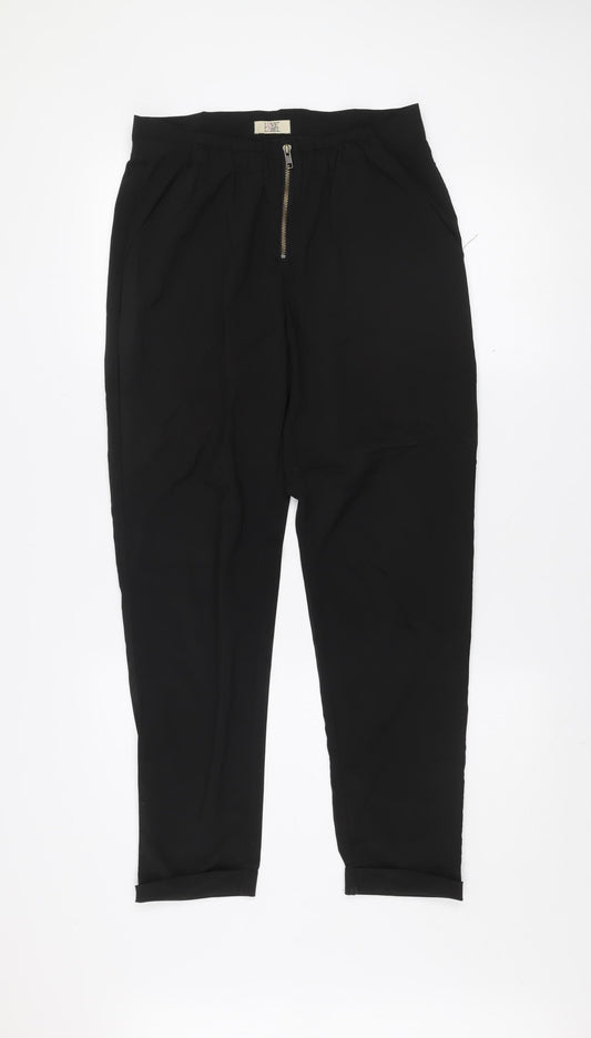 Love Label Women's Black Size 12 Tapered Zip Front Trousers