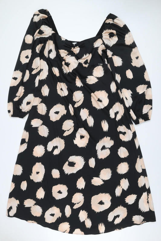 FW Bridge Women’s Black Leopard Print A-Line Dress Size 18