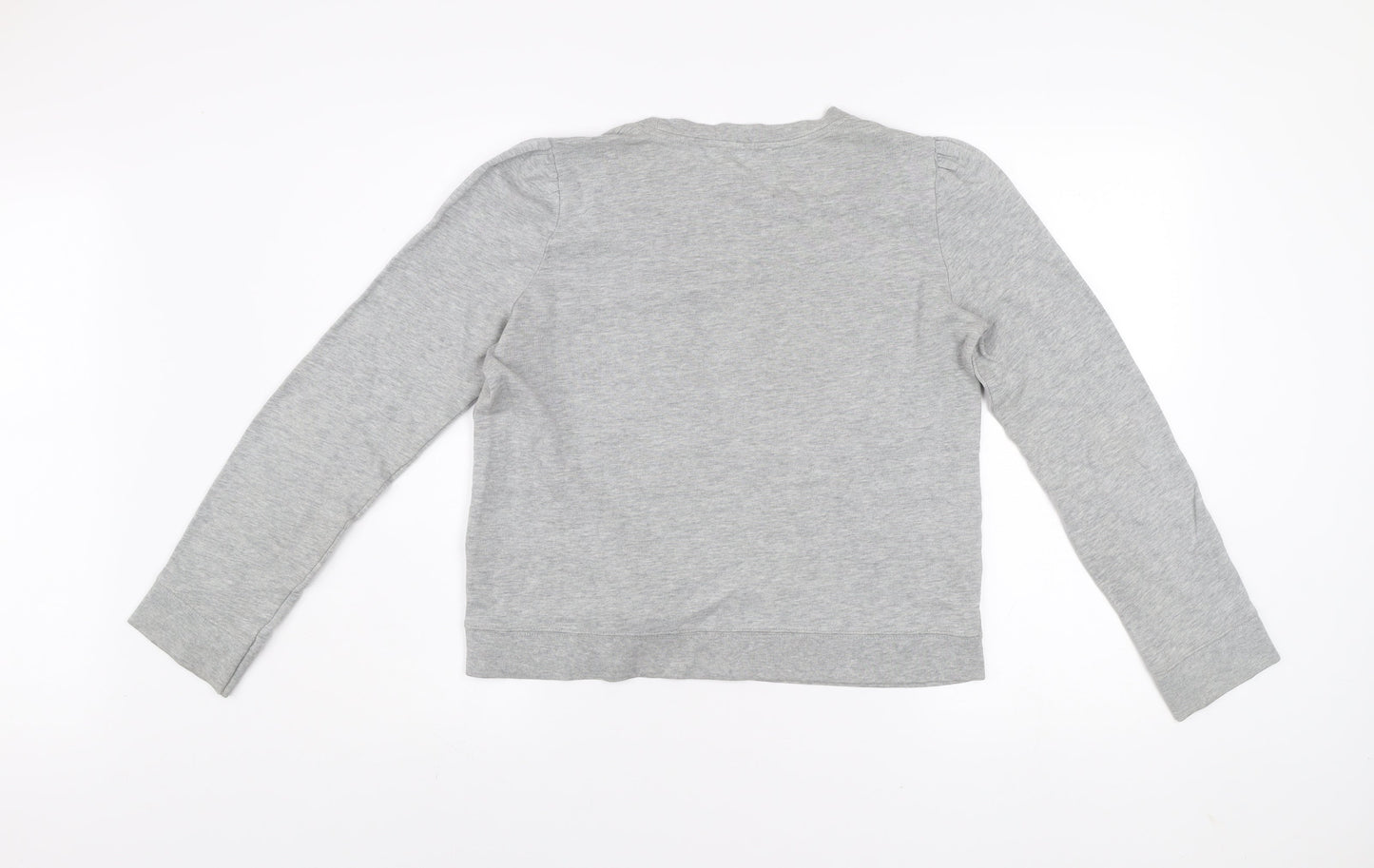 Whistles Women Grey Bow Pullover Jumper UK 14 Cotton Blend Long Sleeve
