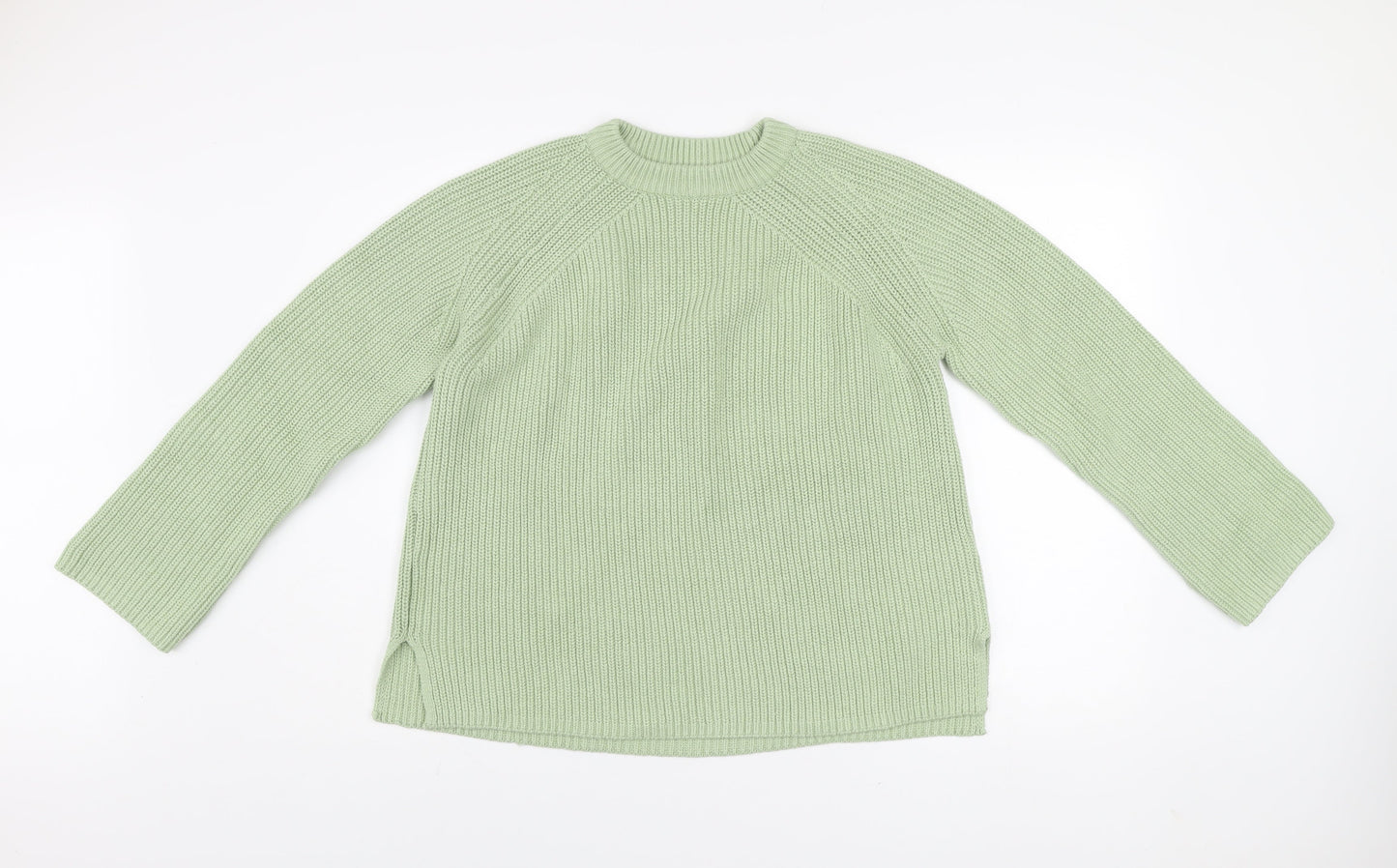 Marks and Spencer Women’s Green Cotton Crew Neck Chunky Knit Jumper M