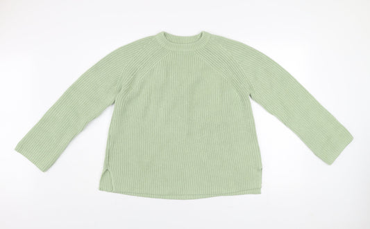 Marks and Spencer Women’s Green Cotton Crew Neck Chunky Knit Jumper M