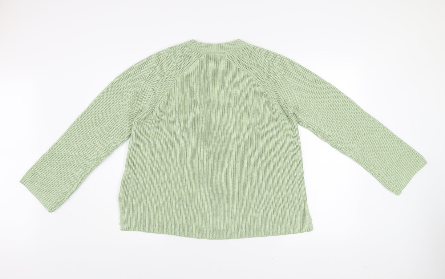 Marks and Spencer Women’s Green Cotton Crew Neck Chunky Knit Jumper M