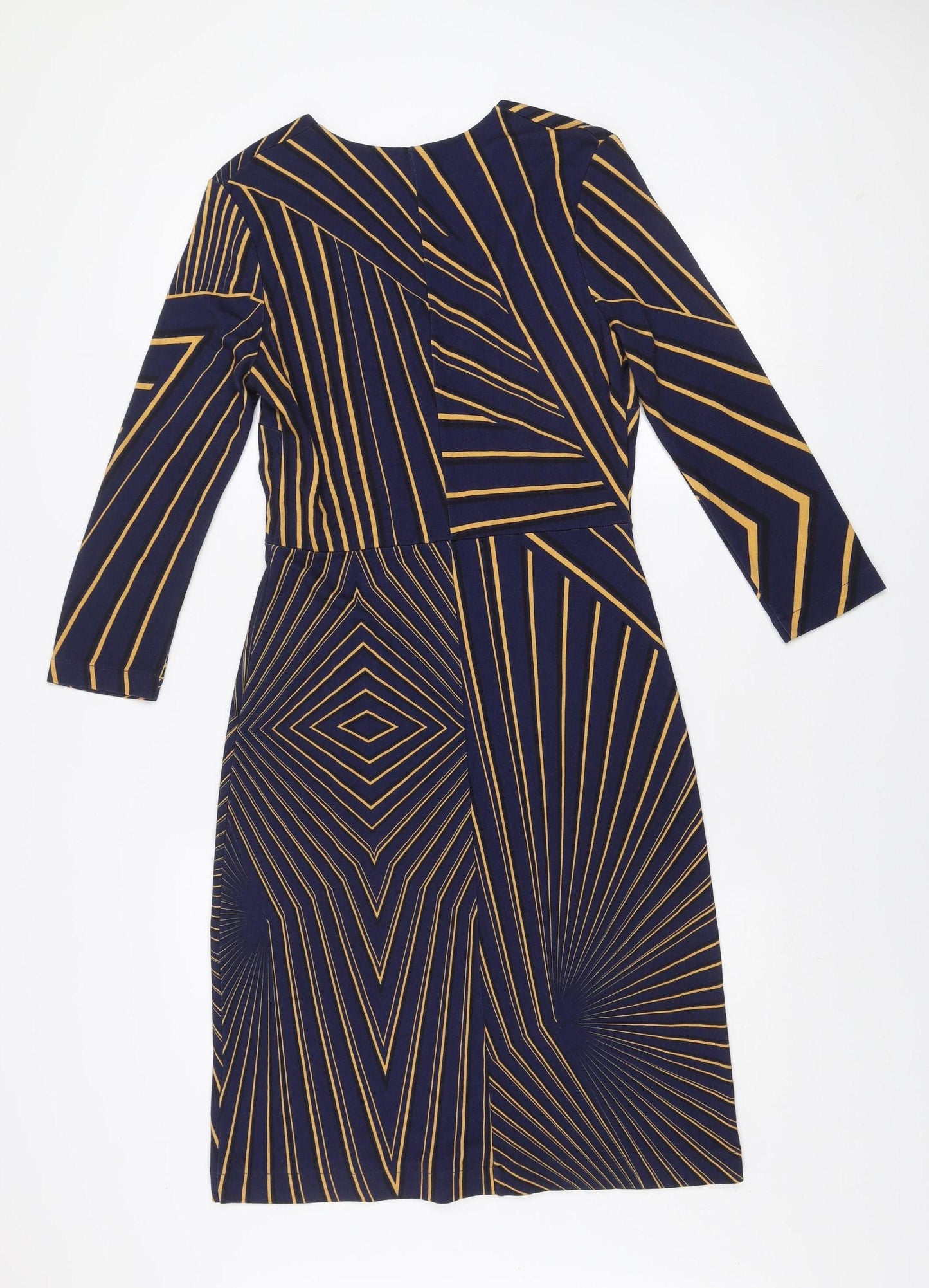Jigsaw Women’s Blue Geometric Wrap Dress Size M Viscose Long Sleeve