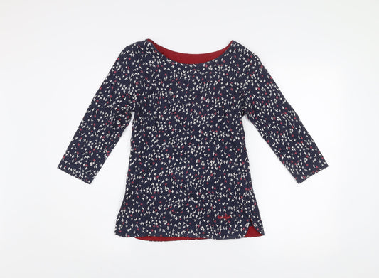 Weird Fish Women’s Blue Bird Print Cotton 3/4 Sleeve T-Shirt Size 8