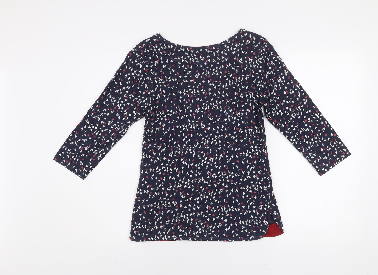 Weird Fish Women’s Blue Bird Print Cotton 3/4 Sleeve T-Shirt Size 8