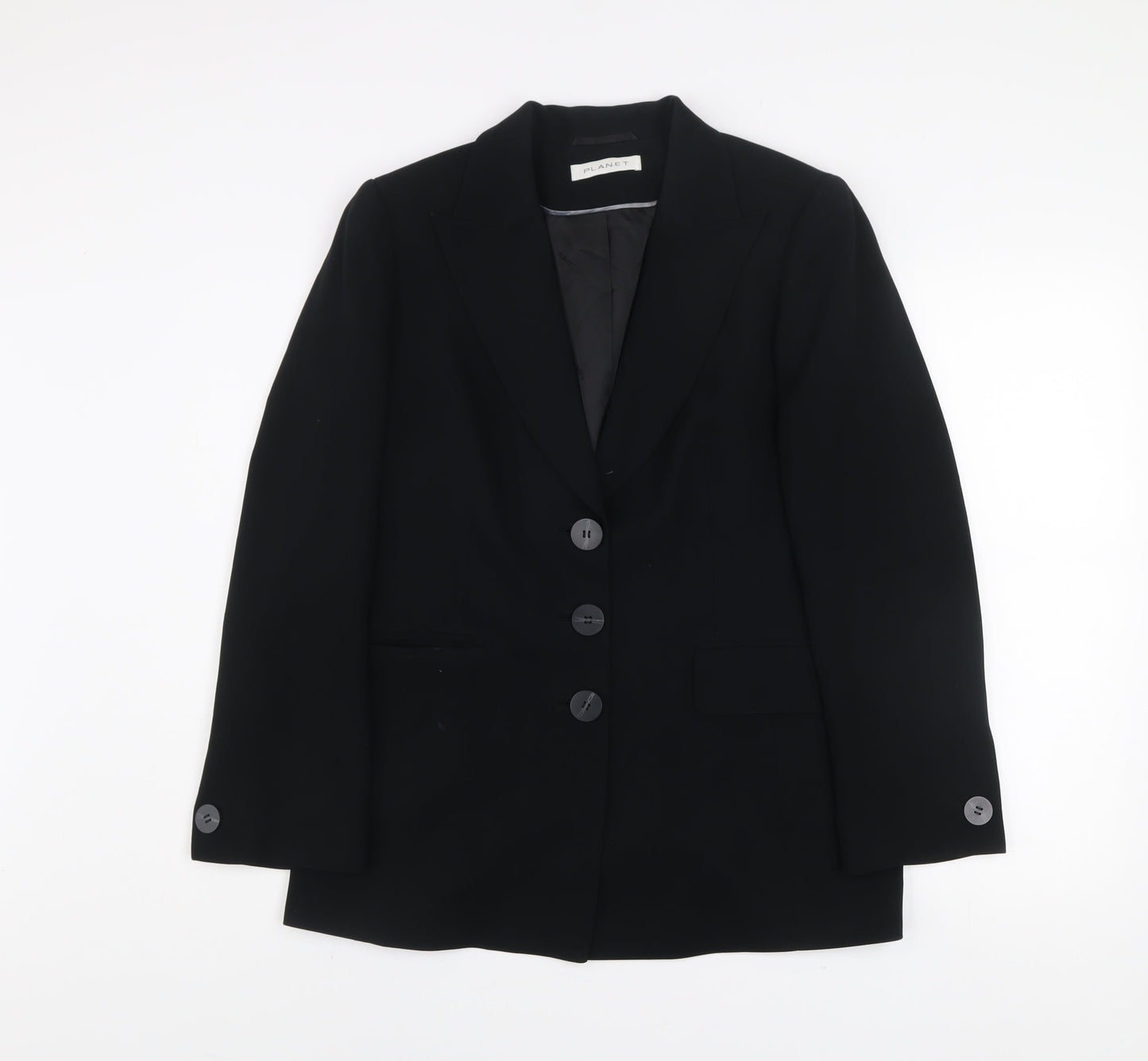 Planet Women’s Black Long Blazer Jacket Size M Classic Workwear