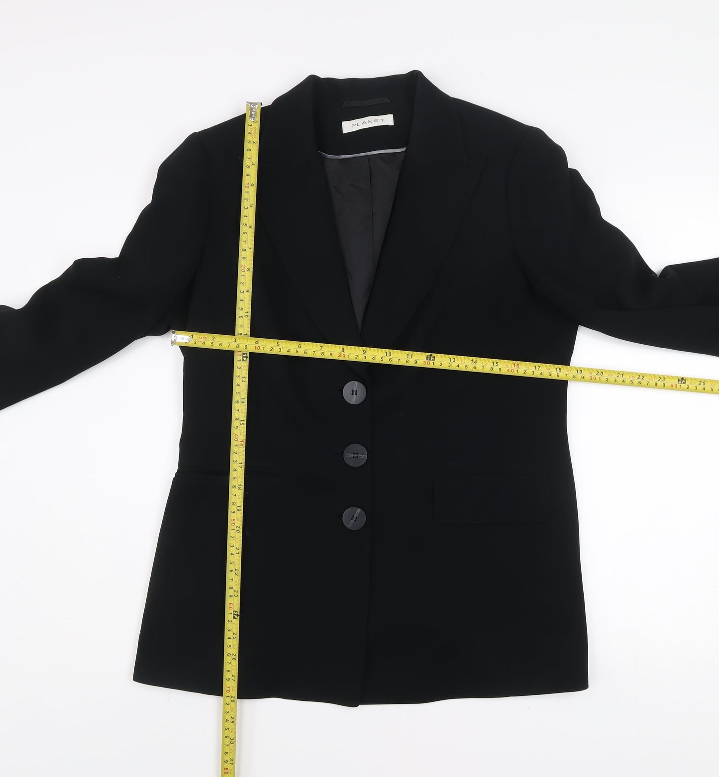 Planet Women’s Black Long Blazer Jacket Size M Classic Workwear
