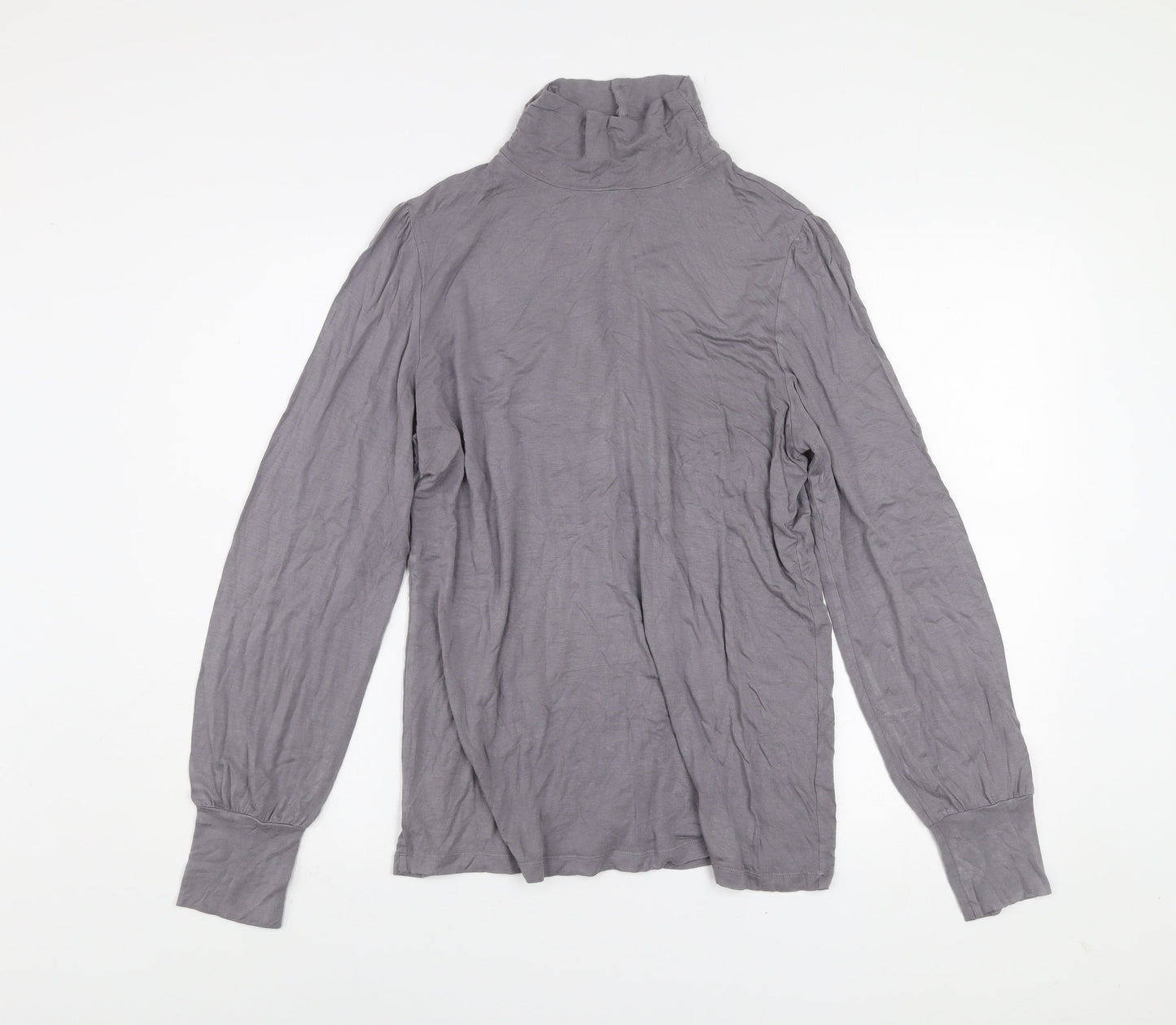 Oasis Women’s Grey Roll Neck Long Sleeve Jersey Top Size 16