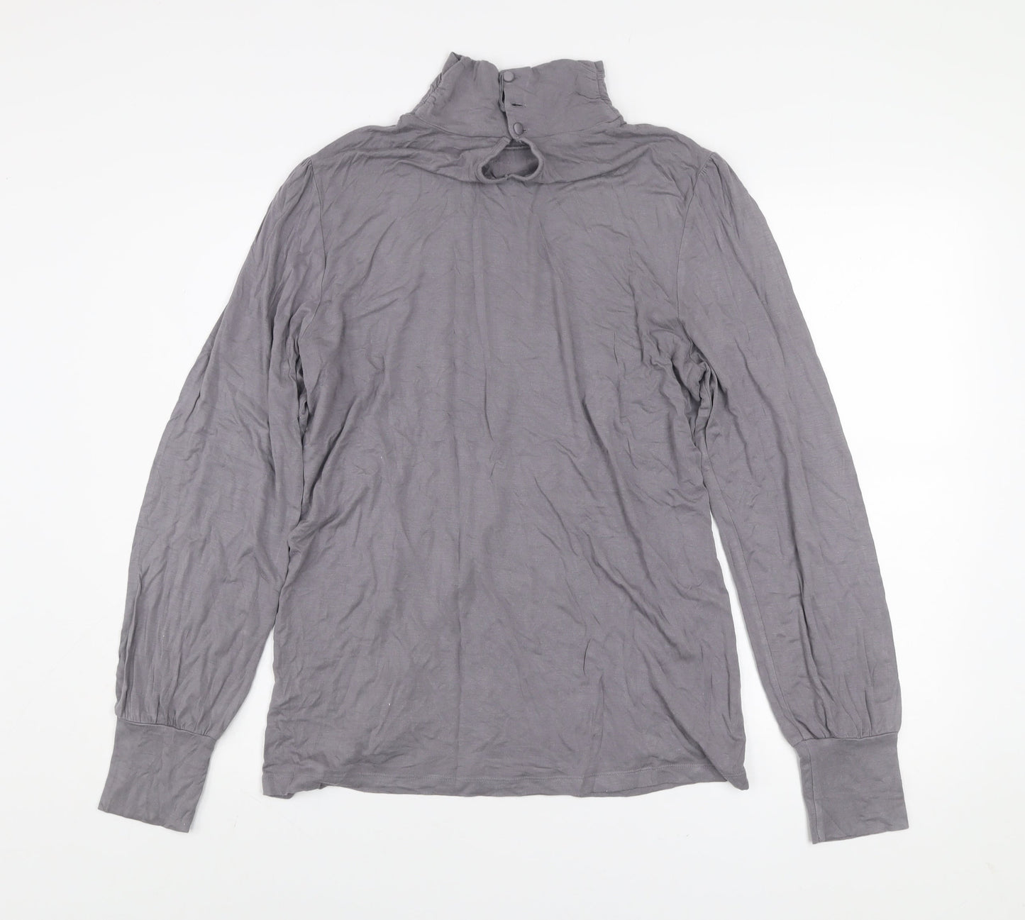 Oasis Women’s Grey Roll Neck Long Sleeve Jersey Top Size 16