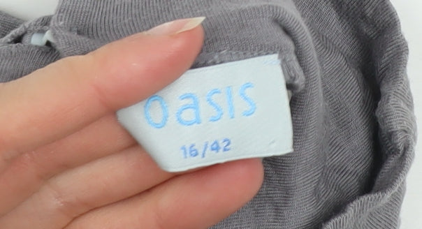 Oasis Women’s Grey Roll Neck Long Sleeve Jersey Top Size 16