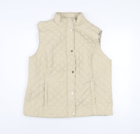 Honor Millburn Womens Beige Quilted Waistcoat Lined Padded L