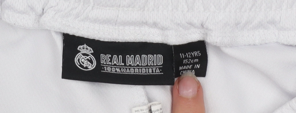 Real Madrid Boys White Football Athletic Shorts 11-12 Years Polyester