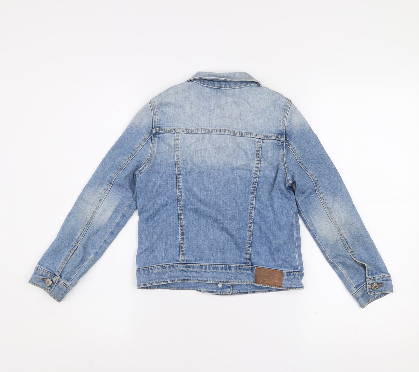 Zara Girls Blue Denim Basic Jacket Size 8 Years Button Front