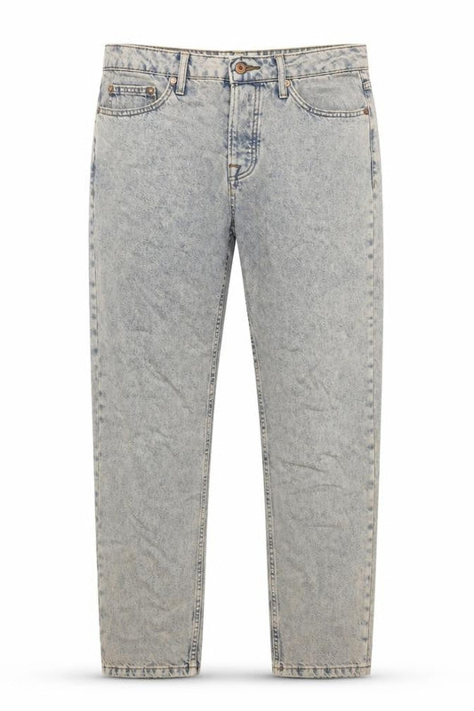 Topman Men’s Blue Acid Wash Relaxed Fit Straight Jeans W32 L34