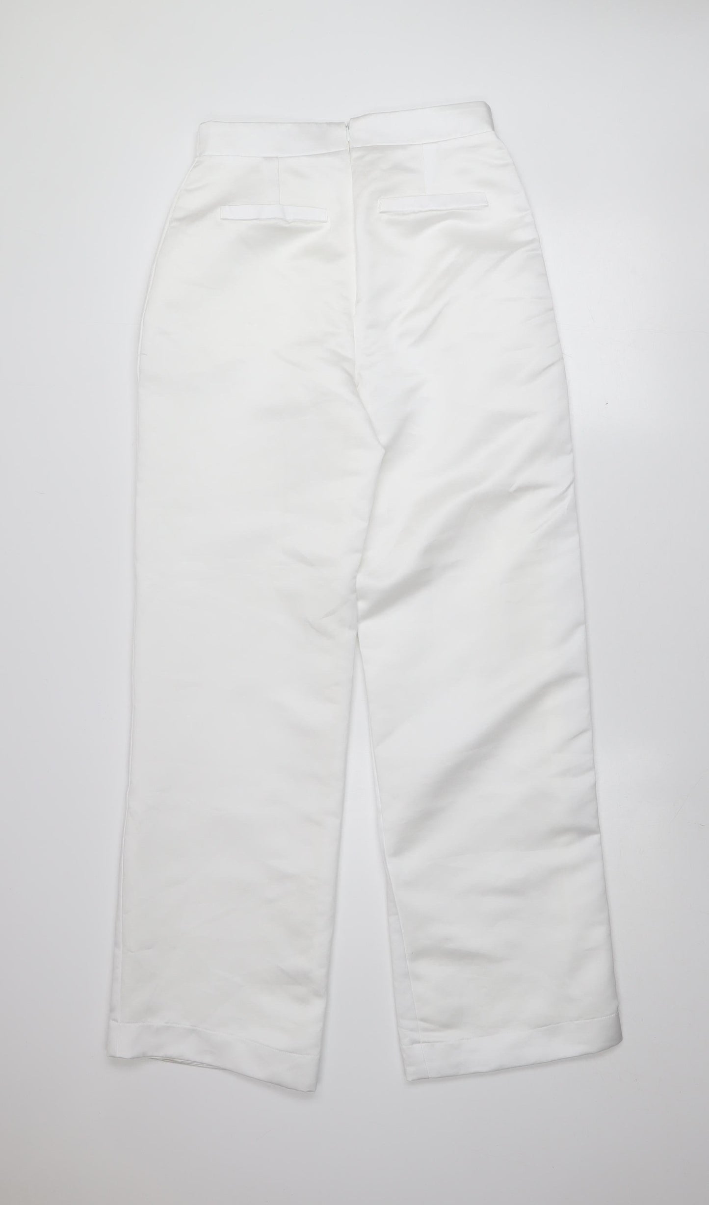 Boohoo Premium Women White UK 8 Wide-Leg High Waist Trousers