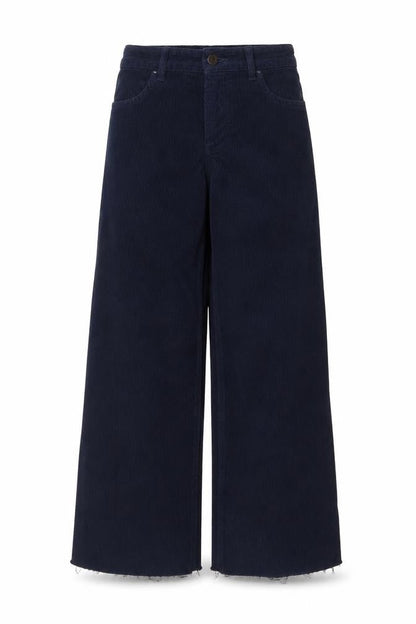 Pull&Bear Womens Blue Corduroy Wide-Leg Trousers Size 4