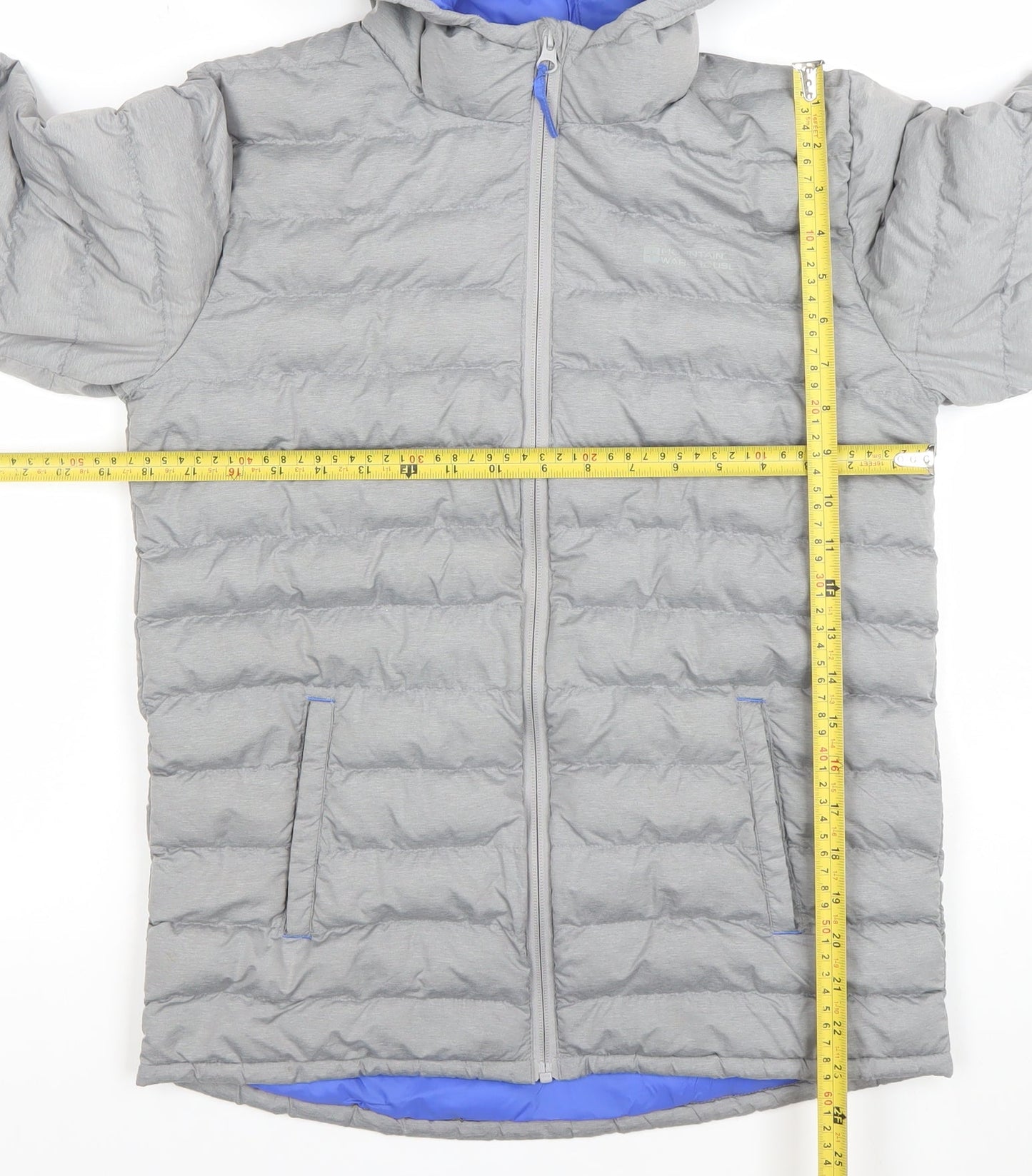 Mountain Warehouse Boys Grey Hooded Puffer Jacket 13 Years Lightweight Winter Coat