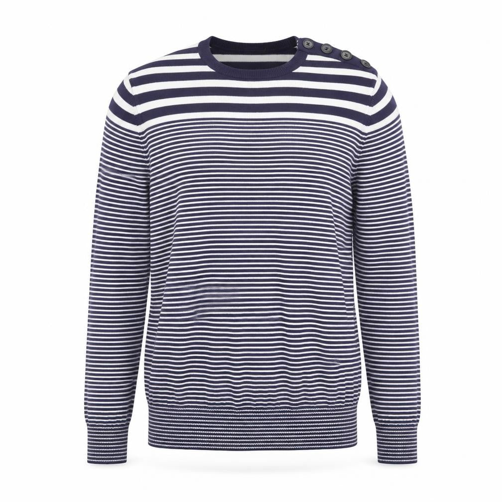 French Connection Women's Blue Striped Cotton Jumper Size M