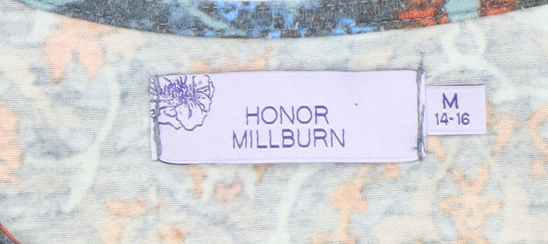 Honor Millburn Women's Multicoloured Floral 3/4 Sleeve Jersey Top Size 14-16