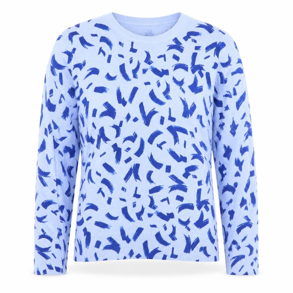 Marks & Spencer Women’s Blue Geometric Acrylic Crew Neck Jumper Size 12