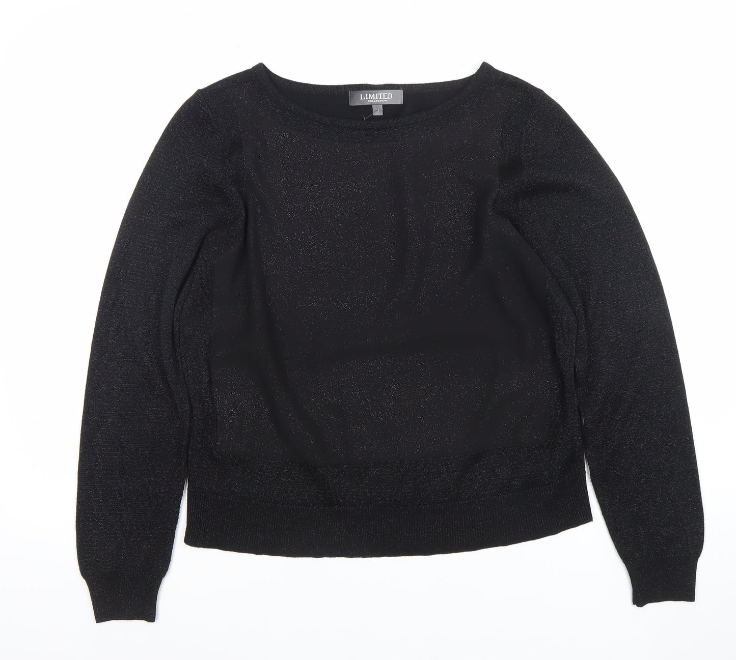 Marks and Spencer Women’s Black Knit Long Sleeve Zip Back Blouse Size 14
