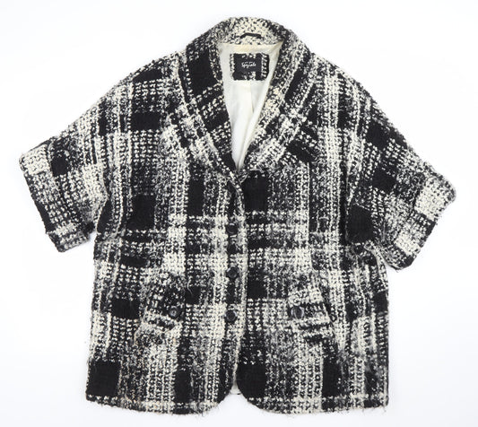Per Una Speziale Women's Black Checked Wool Blend Blazer Size 16