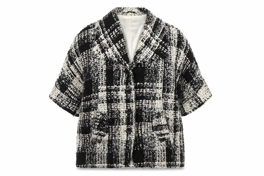 Per Una Speziale Women's Black Checked Wool Blend Blazer Size 16