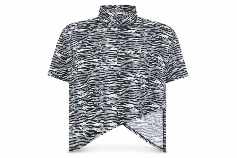 Malissa J Womens Grey Animal Print Roll Neck Tunic Top L