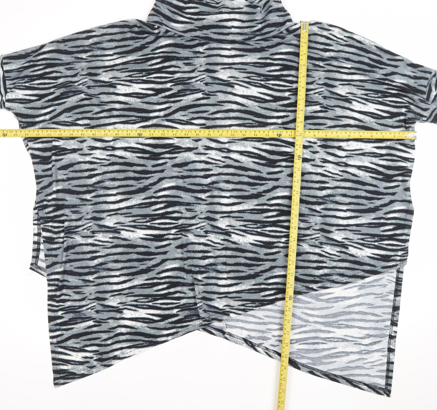 Malissa J Womens Grey Animal Print Roll Neck Tunic Top L