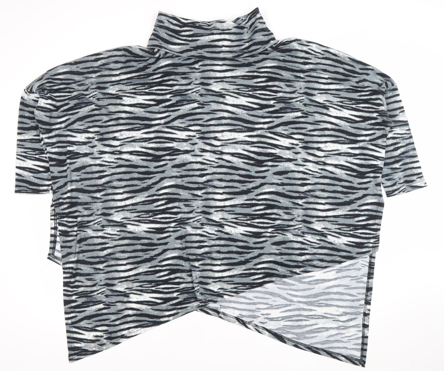 Malissa J Womens Grey Animal Print Roll Neck Tunic Top L