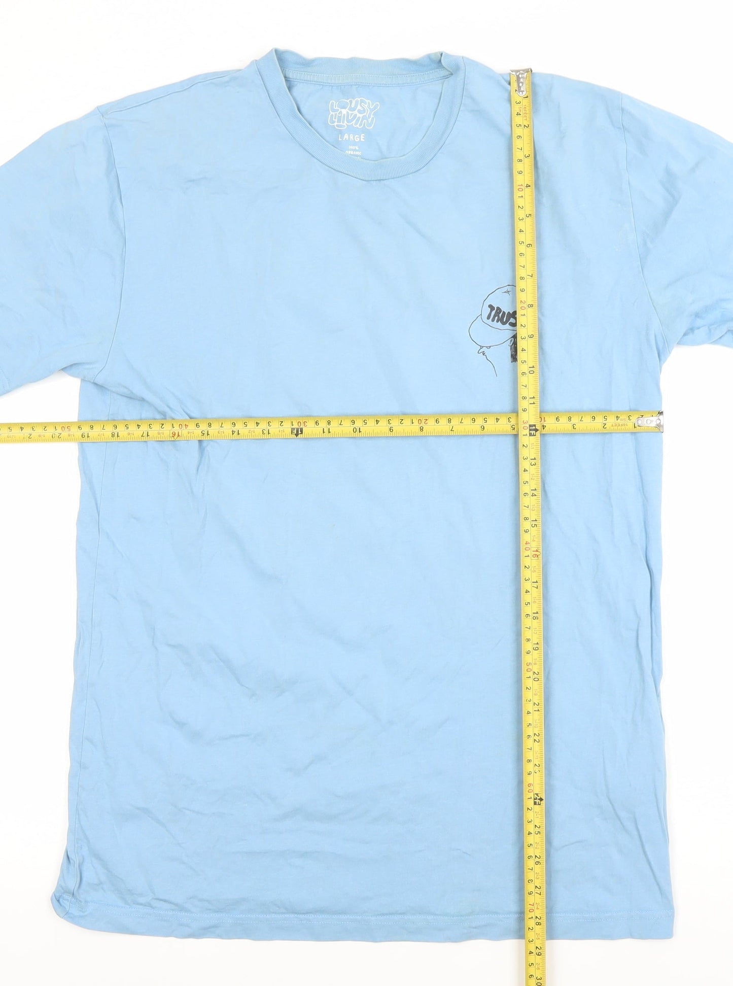 Dusty Luvin Blue Organic Cotton Graphic T-Shirt Women’s Large