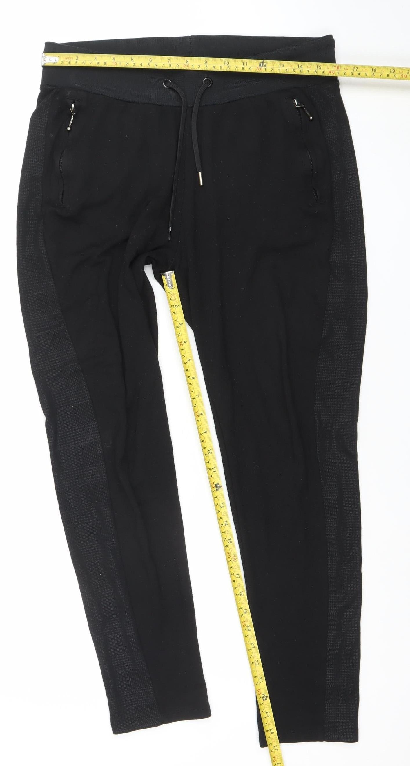 River Island Womens Black Jogger Trousers Size M Stretch Activewear