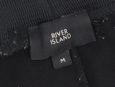 River Island Womens Black Jogger Trousers Size M Stretch Activewear