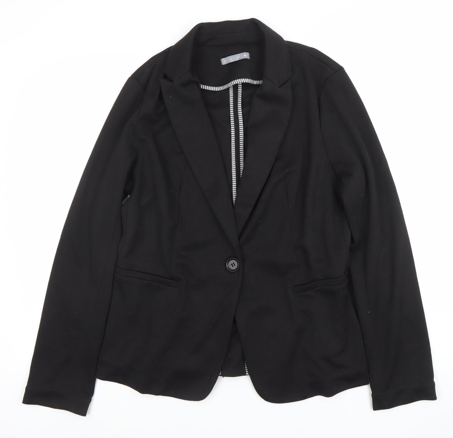 Olivia Moon Women's Black L Blazer Single-Breasted Stretch Jacket