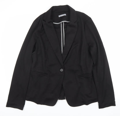 Olivia Moon Women's Black L Blazer Single-Breasted Stretch Jacket